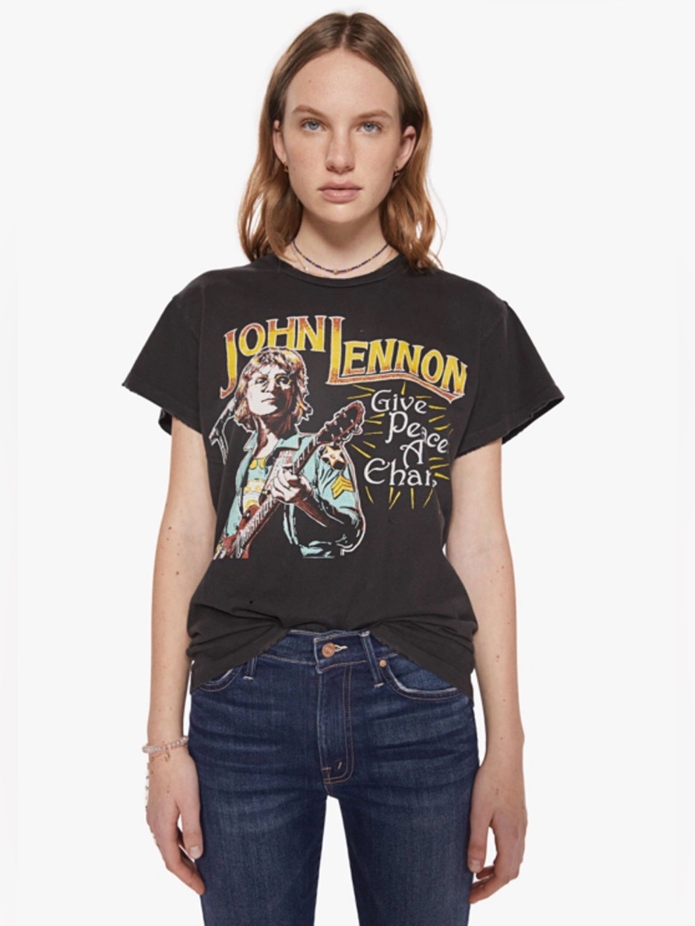 NWT MADEWORN John Lennon Tee Give Peace a Chance Black XS
